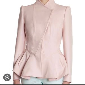 Ted Baker light pink peplum coat in Size 1 (US size 4)